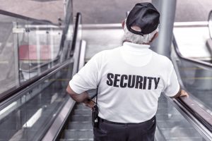 security agent on escalator