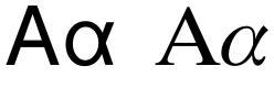 upper and lower case Greek letter "alpha"
